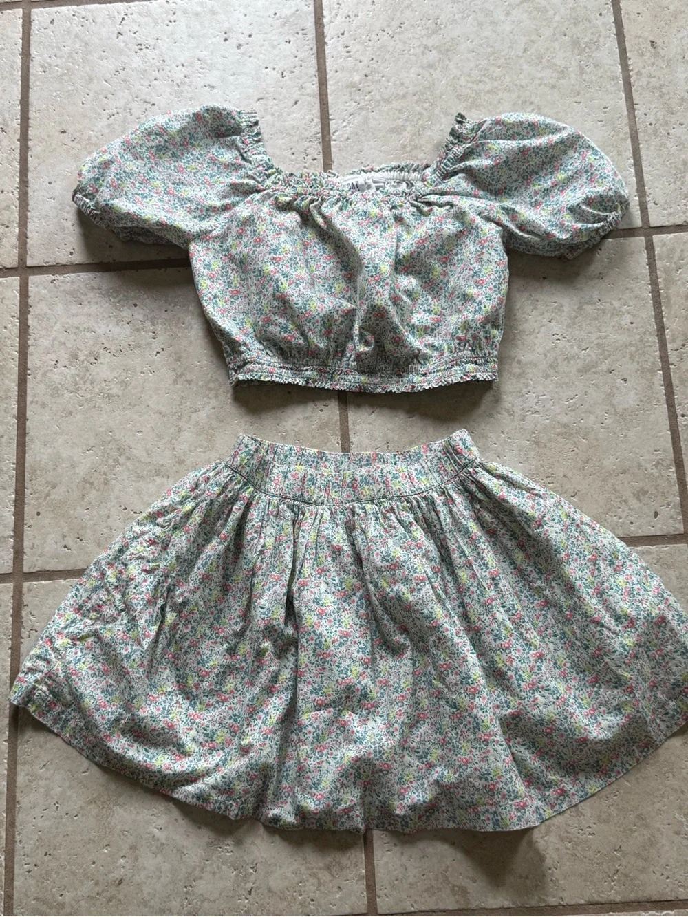 Floral Two-Piece Crop Top & Skirt Set - Pastel Multicolor GAP
